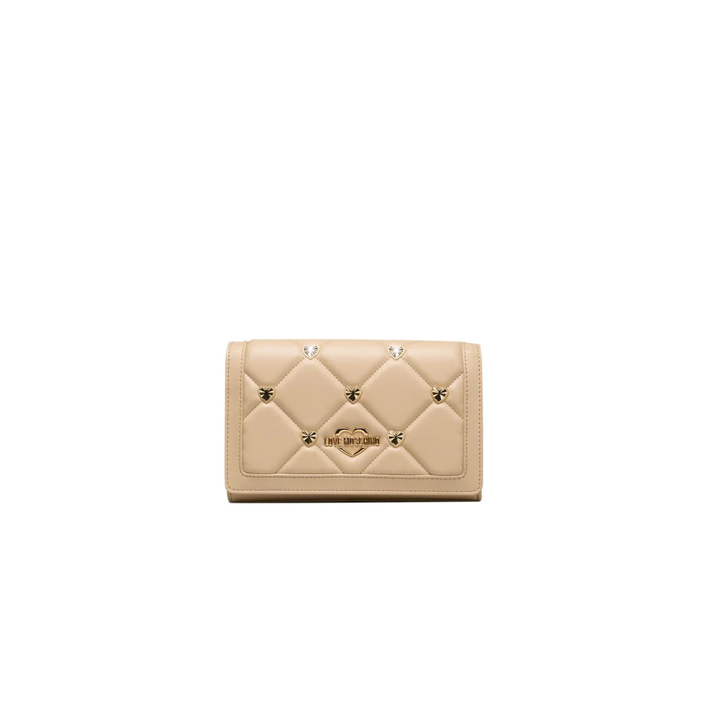 Borsa a spalla Crema LOVE MOSCHINO JC4222PP0HLZ stud cuori oro
