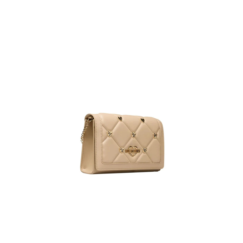 Borsa a spalla Crema LOVE MOSCHINO JC4222PP0HLZ stud cuori oro