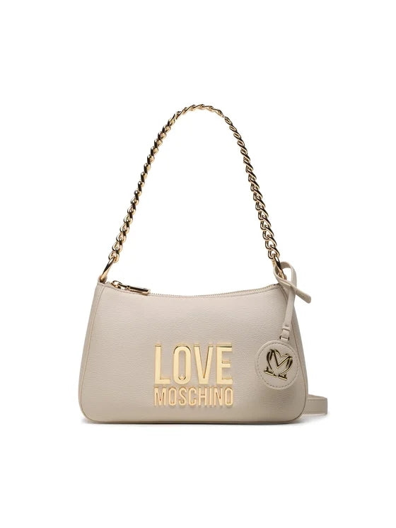 Borsa a mano LOVE MOSCHINO Avorio tracolla catena oro