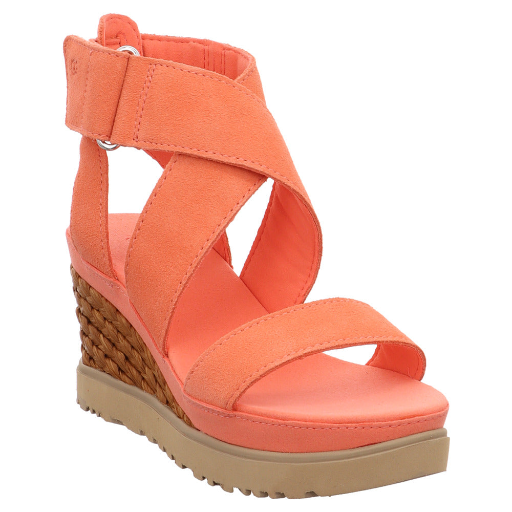 Sandali in camoscio con zeppa UGG col. PINK ORANGE