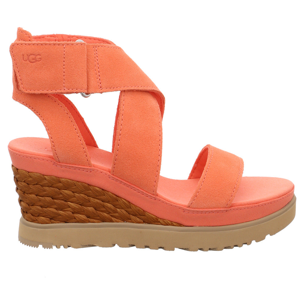 Sandali in camoscio con zeppa UGG col. PINK ORANGE